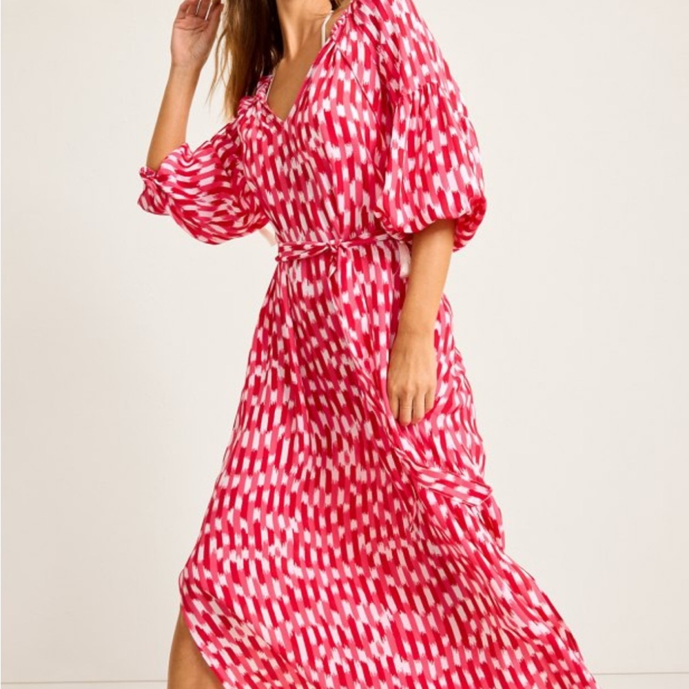 Tommy Bahama Red and pink ikat dress NWT size small